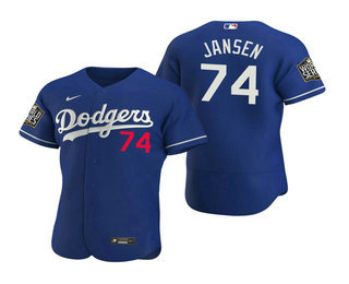 Men Los Angeles Dodgers #74 Kenley Jansen Royal 2020 World Series Authentic Flex Nike Jersey